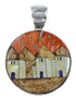 Multicolor Native American Village Design Silver Pendant YS62867